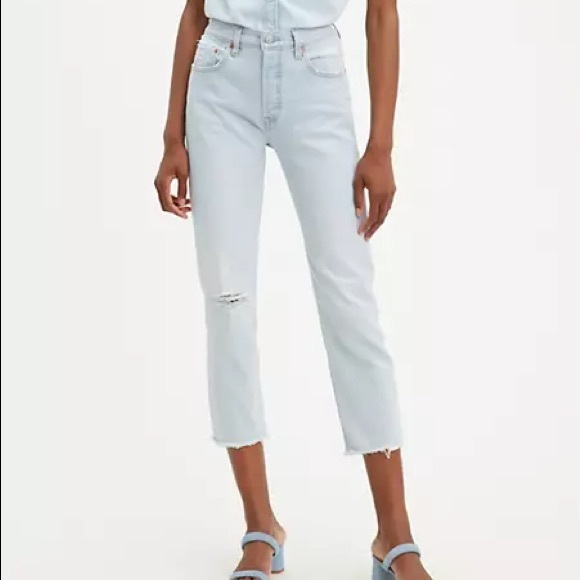 Levi Original Stretch Crop Jeans SZ 32 - Picture 2 of 7